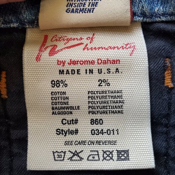 CITIZENS OF HUMANITY SZ 25 (28"waist meas.) Heavily Distressed Crop Frayed Jeans - Picture 10 of 13